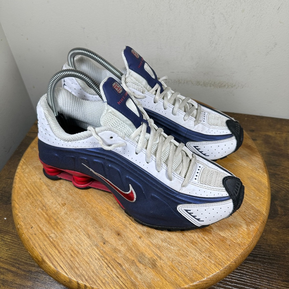 Nike Shox R4 Mens Midnight Navy University Red White HQ1988-400 Size 7